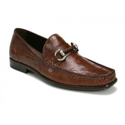Mezlan "Caimano" Tan Genuine Crocodile Loafer Shoes